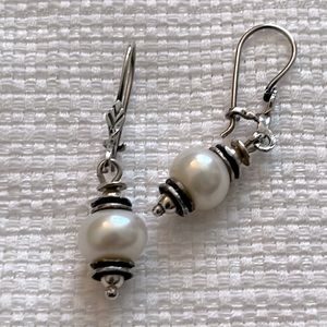 SILPADA STERLING SILVER AND PEARL EARRINGS